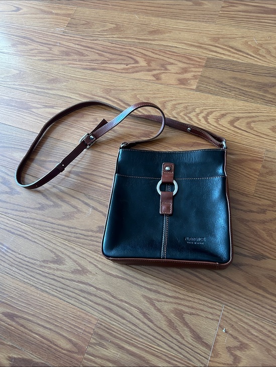 Florence Handbags - Two-Tone Black and Brown Leather Crossbody Bag